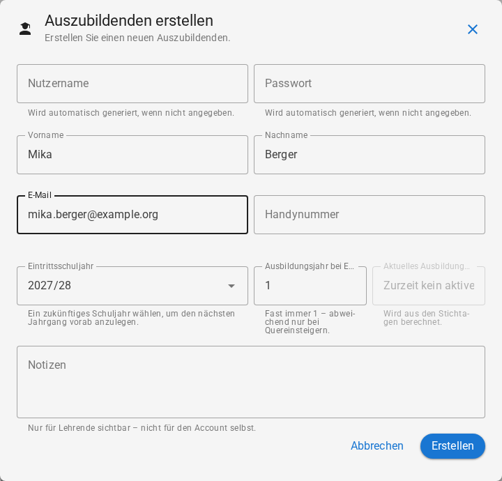 Bildschirmfoto der Anwendung